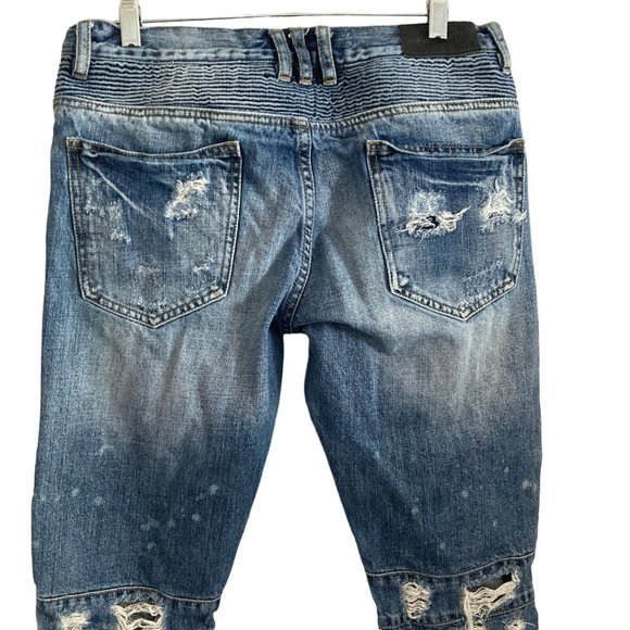 embellish jeans mens 32 Distressed Destroyed Tapered Skinny blue stretch - Picture 8 of 11